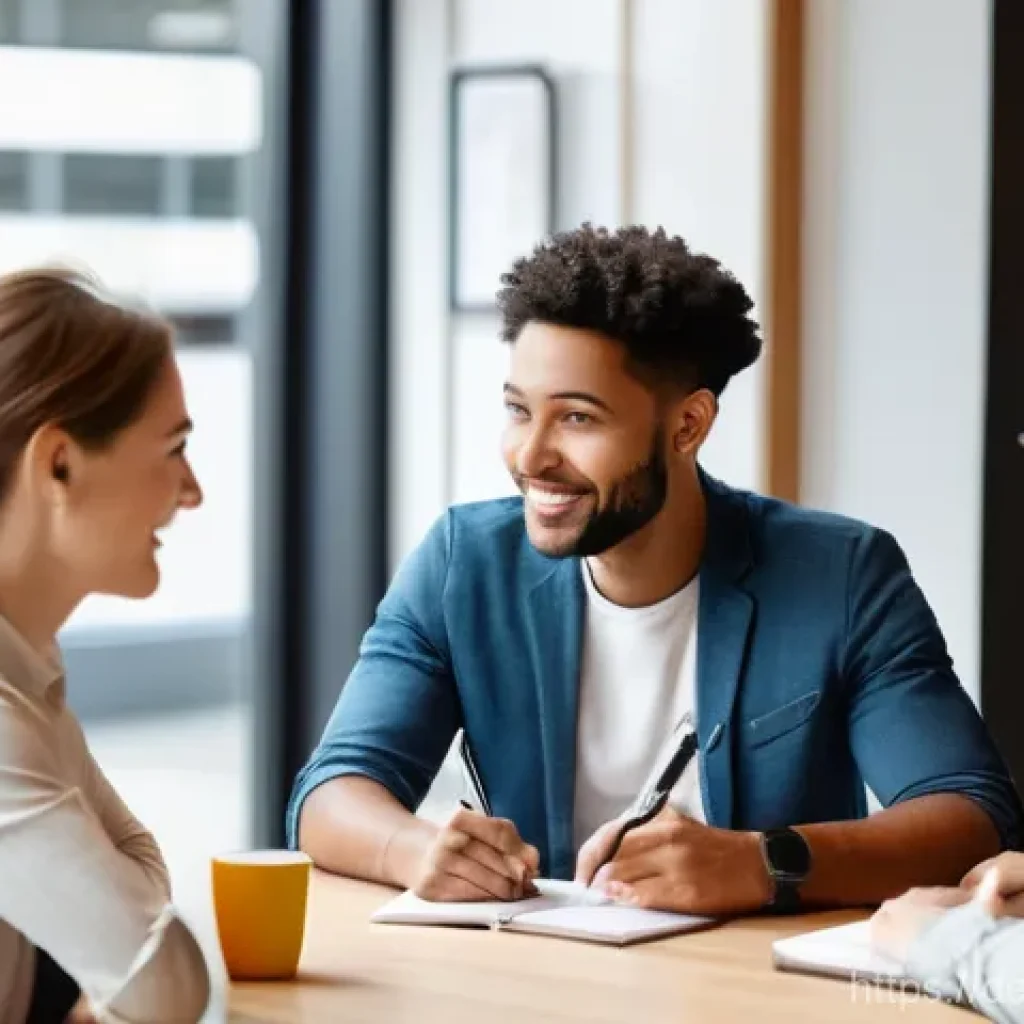 문제해결 중심 포지셔닝의 차별화된 가치 제안 - **Prompt:** A diverse group of customers, ranging in age and background, are comfortably seated arou...