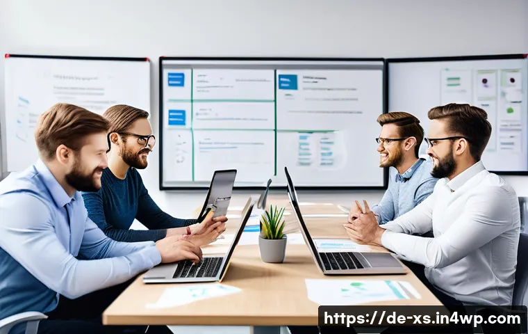 문제해결 중심 포지셔닝에서의 내부 커뮤니케이션 중요성 - A modern German office environment with a diverse team of professionals engaged in a dynamic brainst...