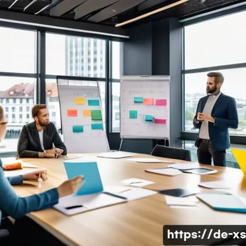 Home 13 문제해결 중심 포지셔닝을 위한 실습 워크숍 운영 방법 - A diverse group of professionals engaged in a structured brainstorming session in a modern conferenc...